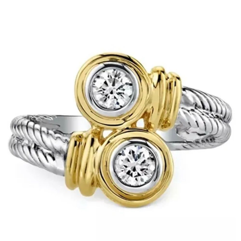  two tone bridal wedding ring